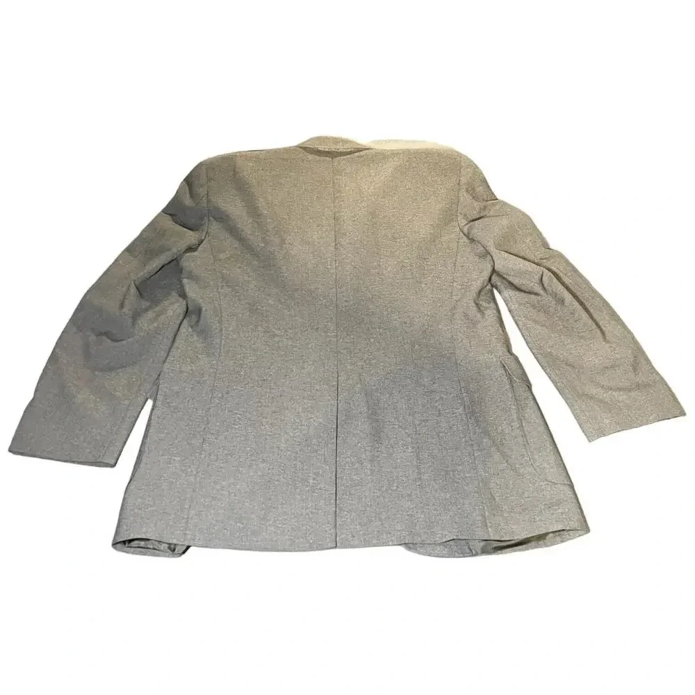 David Taylor Gold Button Hopsack Solid Gray Blazer Sport Coat Jacket‎ 44L Long
